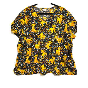 Disney Lion King Simba‎ Womens Scrub Top 2X plus size Nurse Childcare Doctor